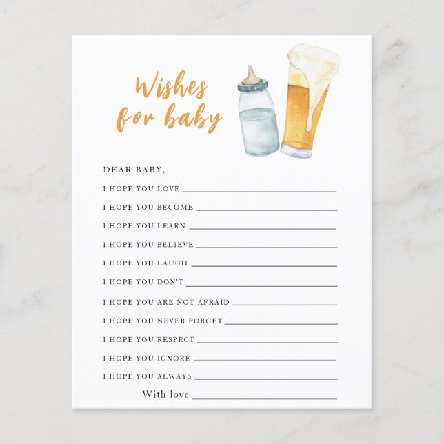 Lámina El bebé está preparando cerveza - deseos para el b (Anverso)