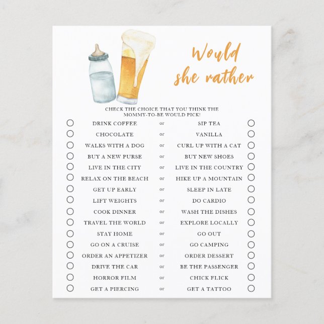 Lámina El bebé está preparando cerveza. ¿Le gustaría? (Anverso)