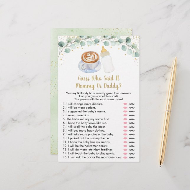 Lámina El Bebé Está Preparando El Café Adivina Quién Dijo (Anverso/Reverso In Situ)