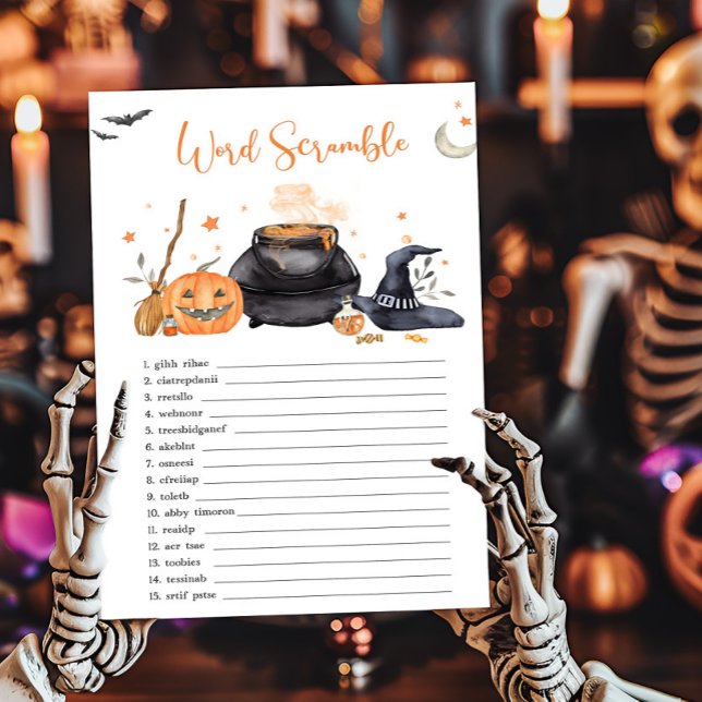 Lámina El bebé naranja está preparando un juego de palabr (Baby is Brewing Baby Shower Word Scramble Game)