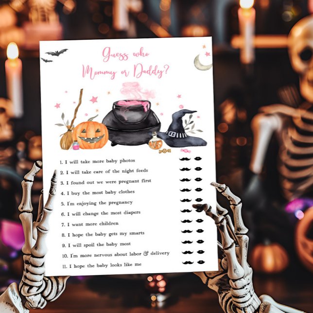 Lámina El bebé rosado se está preparando para adivinar qu (Baby is Brewing Baby Shower Guess who Mommy or Daddy Game)