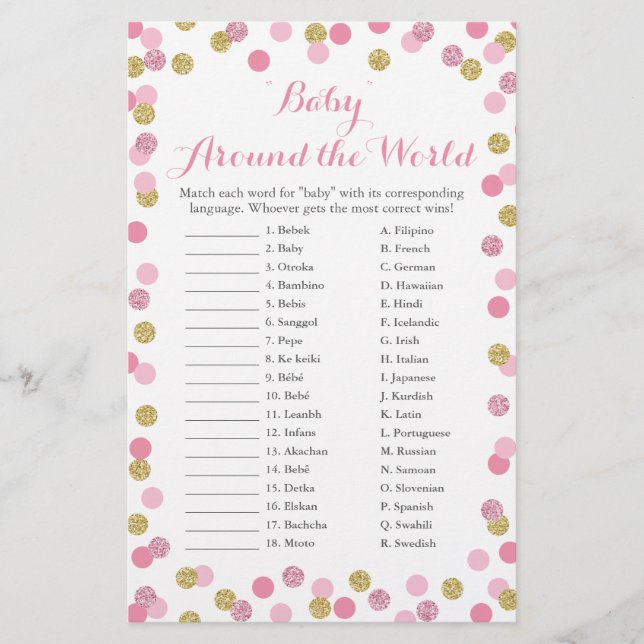Lámina El bebé rosado y dorado en el juego de traducción  (Anverso)