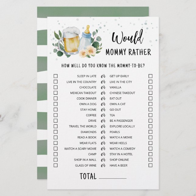 Lámina El Bebé Se Está Preparando Mami Más Bien Verdor De (Anverso / Reverso)