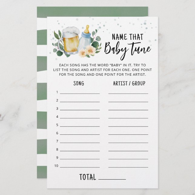 Lámina El Bebé Verde Es El Nombre Que El Bebé Tune (Anverso / Reverso)