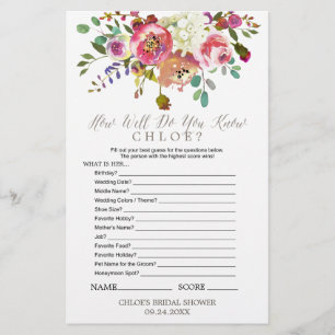 Lámina El Bouquet acuarela ¿conoces el juego de la novia?