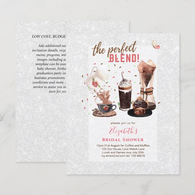 Lámina El CAFÉ de Invitaciones de la DUCHA BRIDAL, perfec (Anverso / Reverso)