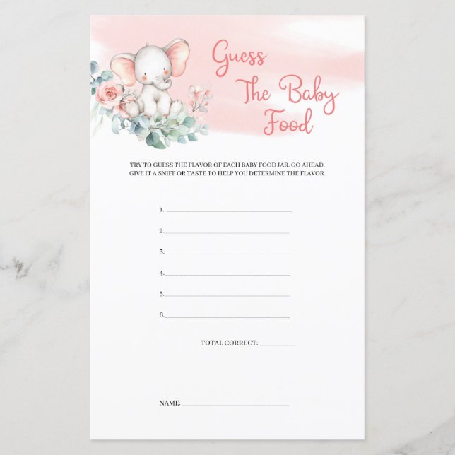 Lámina El chica Baby Elephant Eucalyptus Adivina La Comid (Anverso)