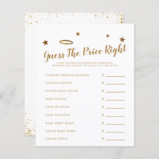 Lámina El Cielo Envió A Baby Shower Adivinar El Precio Co (Anverso / Reverso)