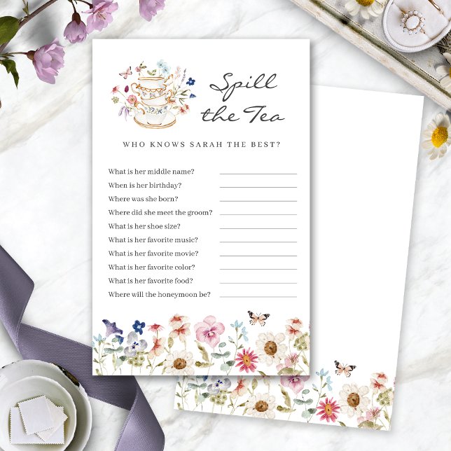 Lámina El derrame de novia el juego del té (Bridal Shower Spill The Tea Game by Painted Paperie
)