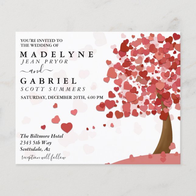 Lámina El día de San Valentín Boda Presupuesto del árbol  (Anverso)