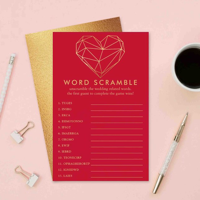 Lámina El día de San Valentín Bridal Shower Word Scramble (Subido por el creador)