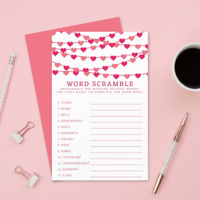 Lámina El día de San Valentín Bridal Shower Word Scramble (Subido por el creador)
