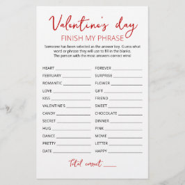 Lámina El día de San Valentín Finalizar mi frase Juego ed