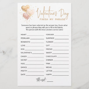 Lámina El día de San Valentín Finalizar mi frase Juego ed
