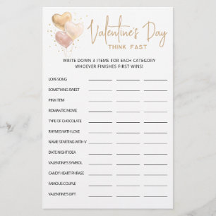Lámina El día de San Valentín piensa rápido, piensa en el