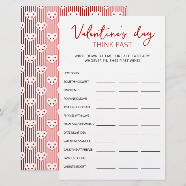 Lámina El día de San Valentín piensa rápido, piensa en el (Anverso / Reverso)