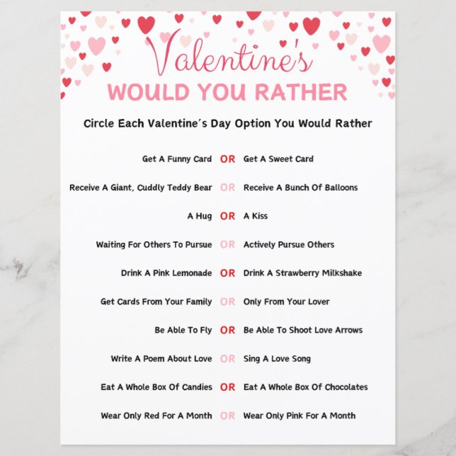 Lámina El día de San Valentín Preferiría Jugar (Anverso)