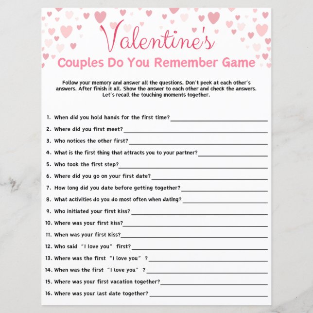 Lámina El día de San Valentín ¿Recuerdas el juego? (Anverso)