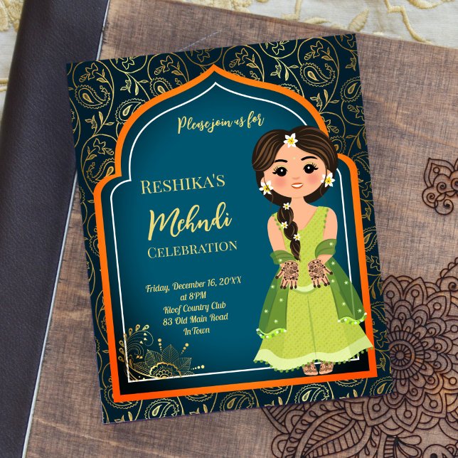 Lámina El diseño indio de Mehndi invita al presupuesto ve (Subido por el creador)
