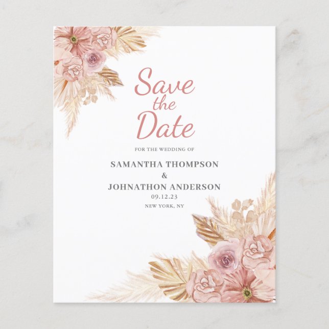 Lámina El Elegante Presupuesto Floral De Boho Rosa Salva  (Anverso)