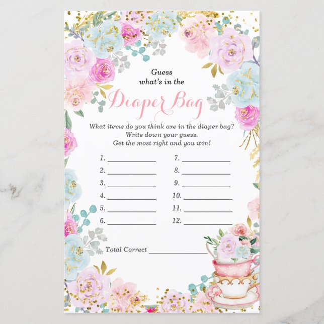 Lámina El Fiesta de té Pastel adivina qué hay en la bolsa (Anverso)