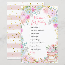 Lámina El Fiesta de té Pastel Flores desea un bebé