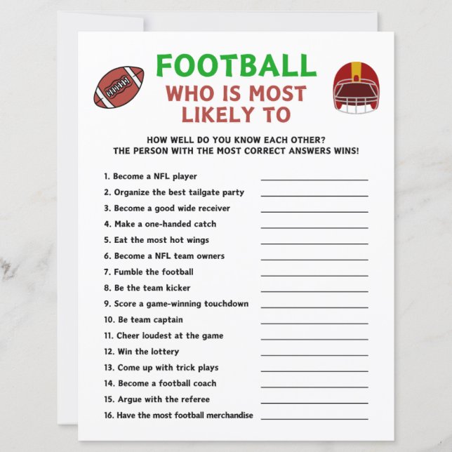 Lámina El Fútbol Que Es Más Probable De Jugar (Anverso)