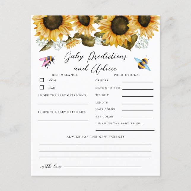 Lámina El género de las abejas revela juego de prediccion (Anverso)