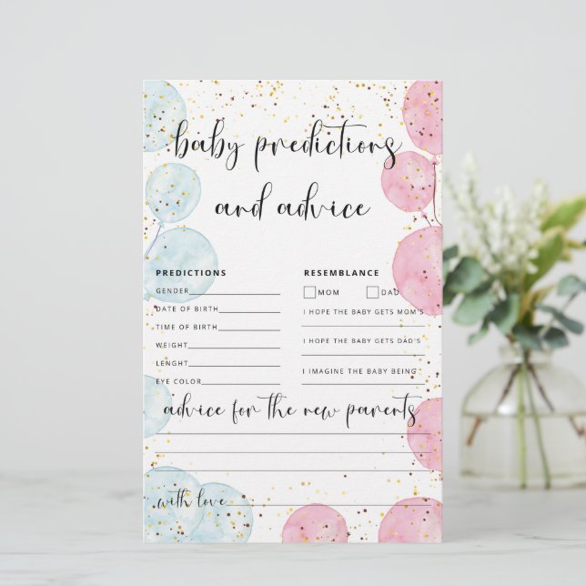 Lámina El género de los globos revela predicciones y cons (Anverso de pie)