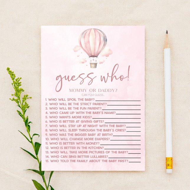 Lámina El globo aerostático rosa adivina quién es el jueg (Subido por el creador)