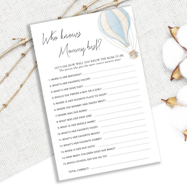 Lámina El globo azul de aire caliente Baby Shower conoce  (Subido por el creador)