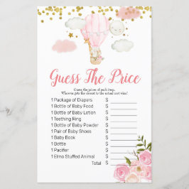 Lámina El globo de aire caliente rosa adivina el precio J