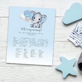Lámina El globo elefante que es mi partida de bebé azul