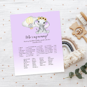 Lámina El globo elefante que es mi partida de bebé morado