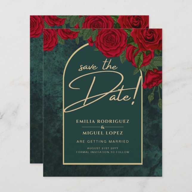 Lámina El invierno de las rosas rojas verde del bosque AH (Anverso / Reverso)