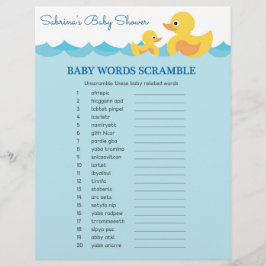 Lámina El juego de Baby Shower de Word Scramble Rubber Du