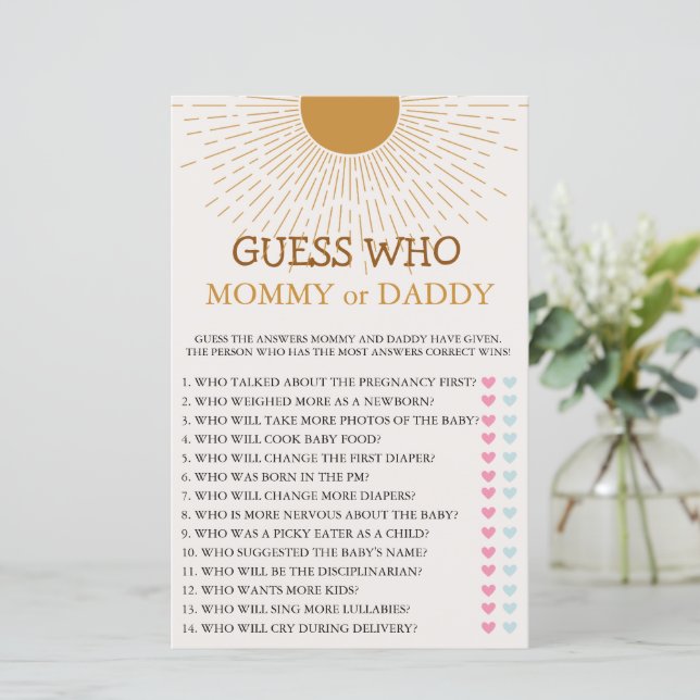 Lámina El juego de Baby Shower llega al hijo (Anverso de pie)