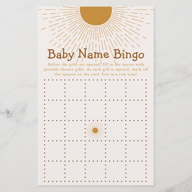 Lámina El juego de Baby Shower viene aquí el bingo hijo (Anverso)