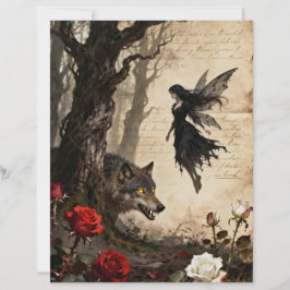 Lámina El lobo y el papel de scrapbook de la hada