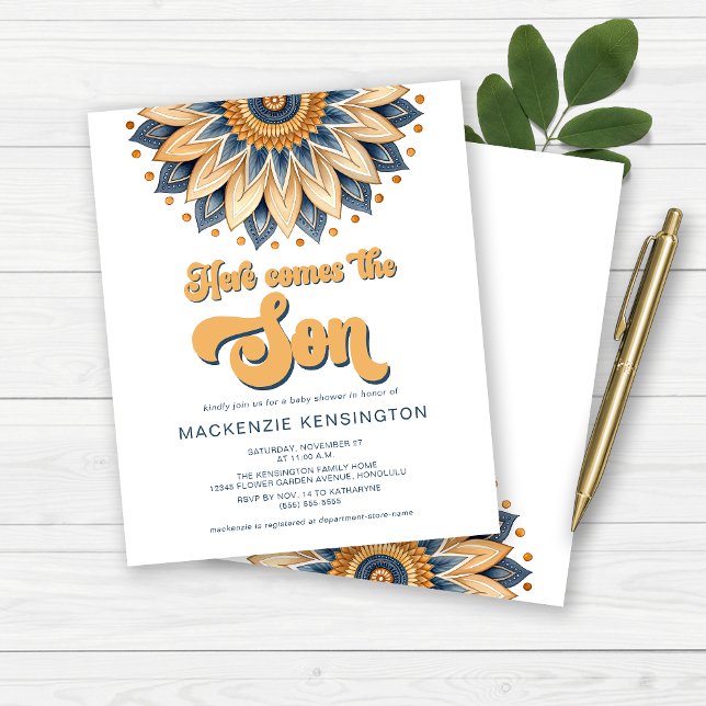 Lámina El oro azul del presupuesto llega al Baby Shower d (BUDGET Here Comes the Son Baby Shower Invitations)