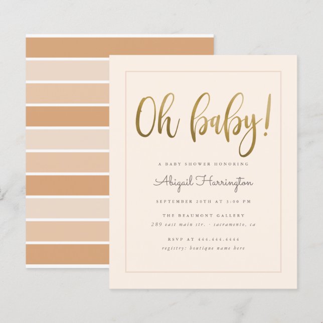 Lámina El Oro Presupuestario Peach Gender Neutral Oh Baby (Anverso / Reverso)