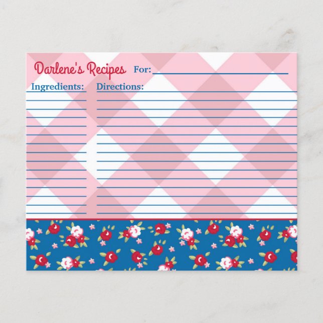 Lámina El país Shabby Chic Floral y Plaid Personalizado (Anverso)