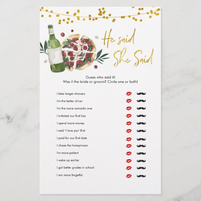 Lámina El Pareja Perfecto Dijo Que Dijo Juegos (Anverso)