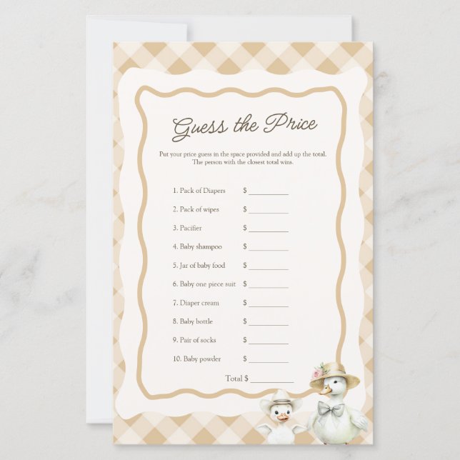 Lámina El precio del tema seleccionado es el juego de Bab (Anverso)