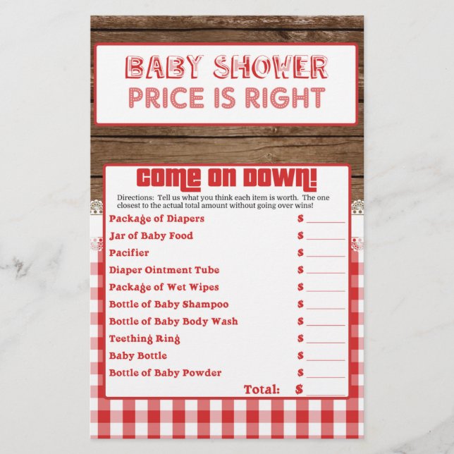 Lámina El precio es correcto - Red Baby Q (Anverso)