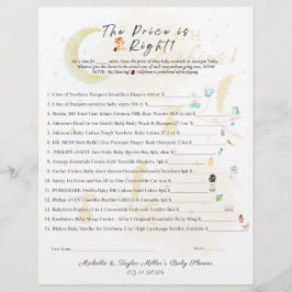 Lámina El precio es el juego de Baby Shower correcto, ¡so