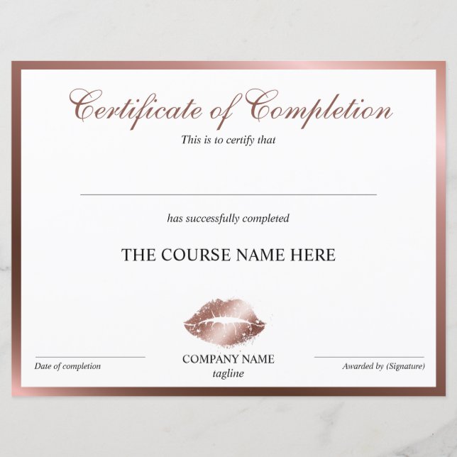 Lámina El Premio de Certificación de Finalización bloquea (Anverso)