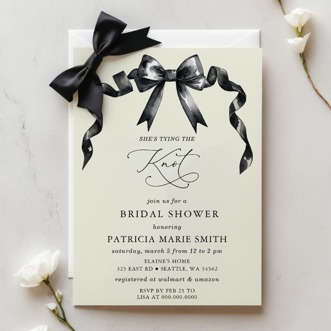 Lámina El presupuesto atando el nudo arco negro Ducha de  (Budget tying the knot black bow Bridal Shower)