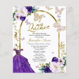 Lámina El presupuesto de mariposa Quince invitaciones Ves