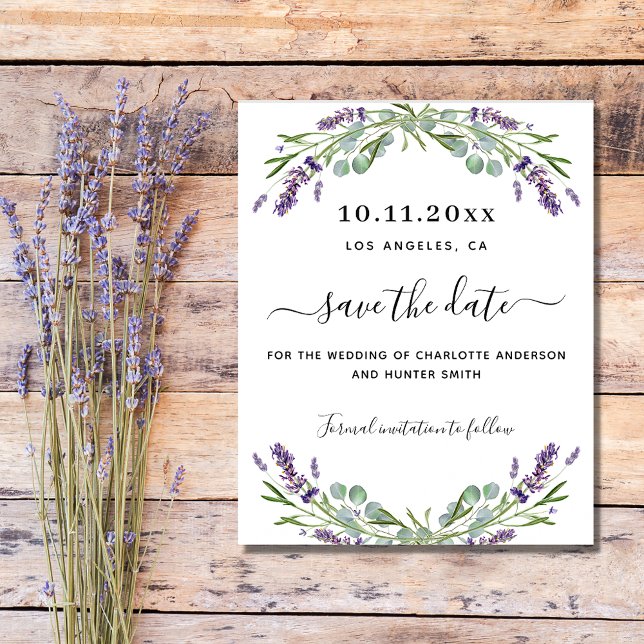 Lámina El presupuesto del boda Lavender eucalyptus ahorra (Subido por el creador)